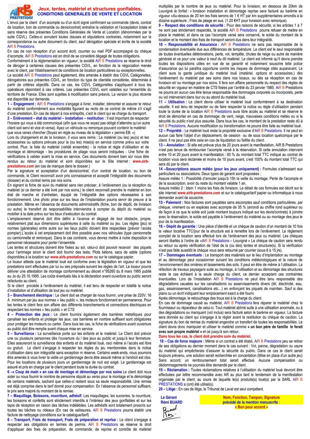 Conditions Commerciales